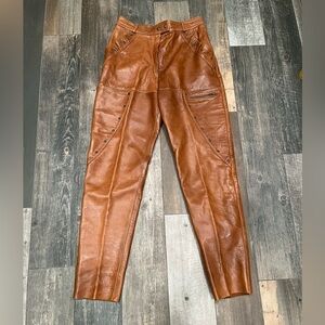 Escada Brown Leather Pants Size 40 US Sz 8/10 W. Germany by SRB, Lined, Studs